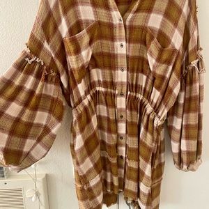 FreePeople shirt dress. Flannel style with bohemian loose fit